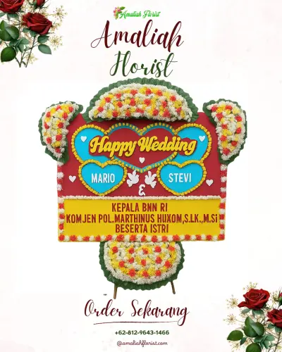 Karangan Papan Bunga Pernikahan di Renged